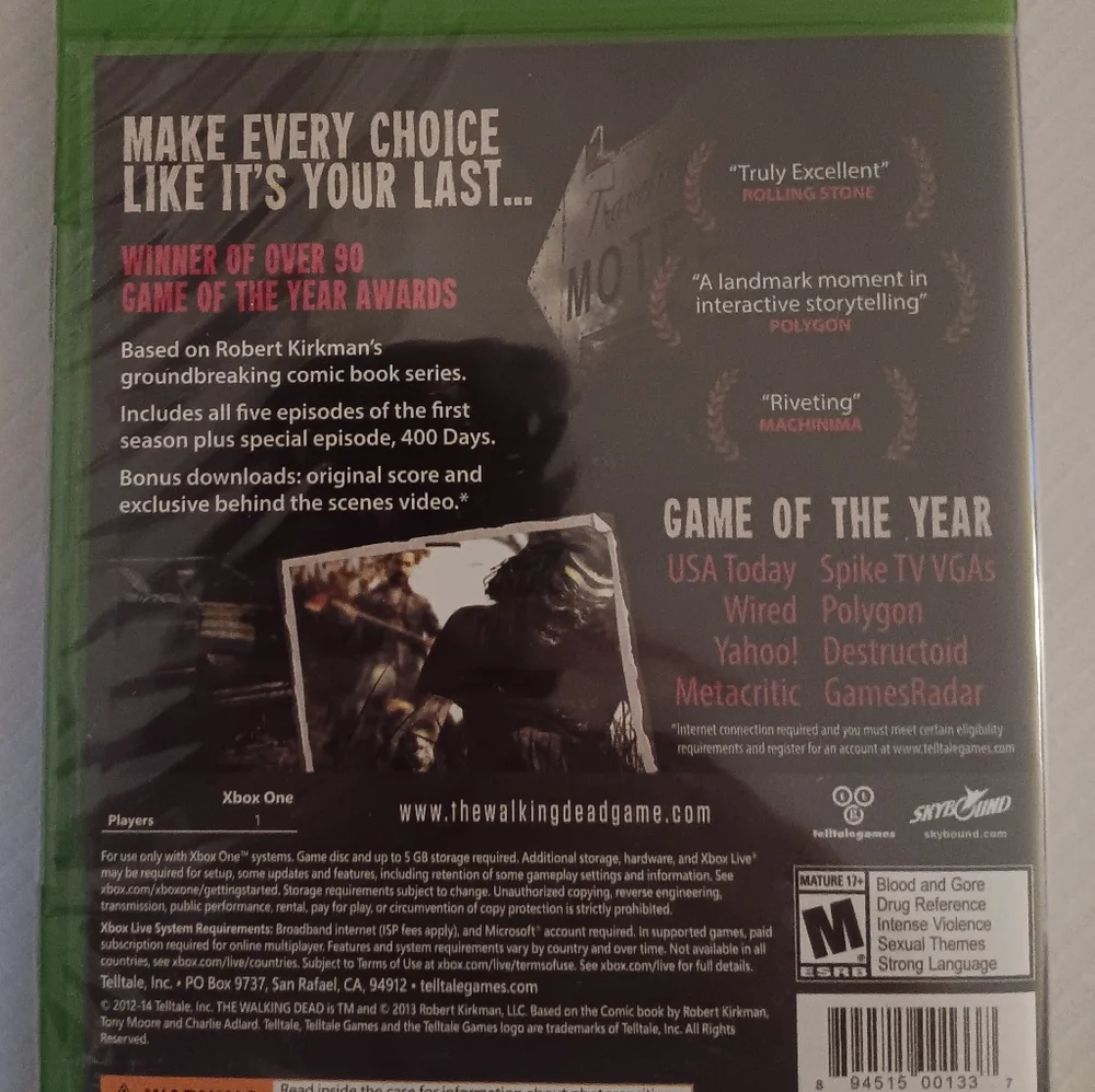 The Walking Dead The Complete First Season *Plus 400 Days* ( Xbox One) Brand New